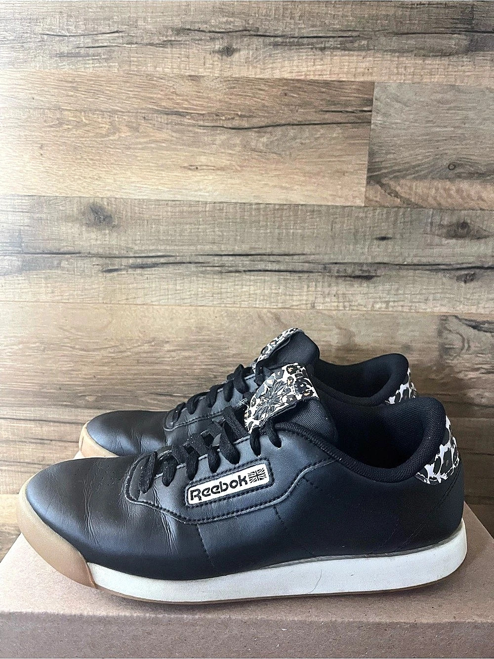 Reebok Princess Black Leopard Cheetah Animal Print - Women’s Size 8.5